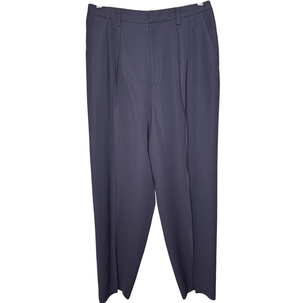 VTG 90s Linda Allard Ellen Tracy Womens Blue Tapered Pleated Pants 12 Quiet Luxe